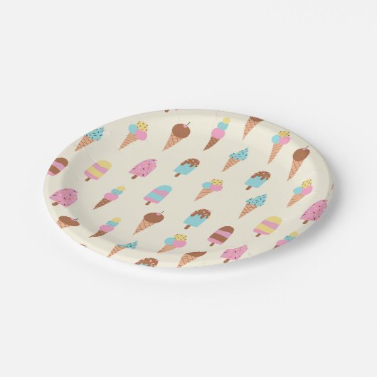 Schattige pastelijs snoeppatroon papieren bordje (Gekanteld)