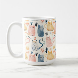 Schattige pastelkattenpatroon koffiemok