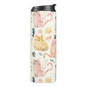 Schattige pastelkattenpatroon thermosbeker (Gedraaid links)