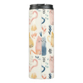 Schattige pastelkattenpatroon thermosbeker (Achterkant)