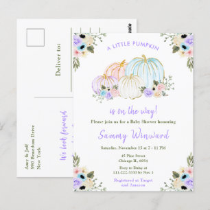 Schattige Pastelkleurige Pompoenen Baby Shower Briefkaart