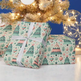 Schattige Pastelkleurige Pretiener Kerstbomen Vaka Cadeaupapier