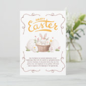Schattige pastelkonijn bloemeneieren Happy Easter Feestdagenkaart (Staand voorkant)