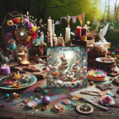 Schattige pastelkonijn paaspicknick Christelijk Feestdagenkaart