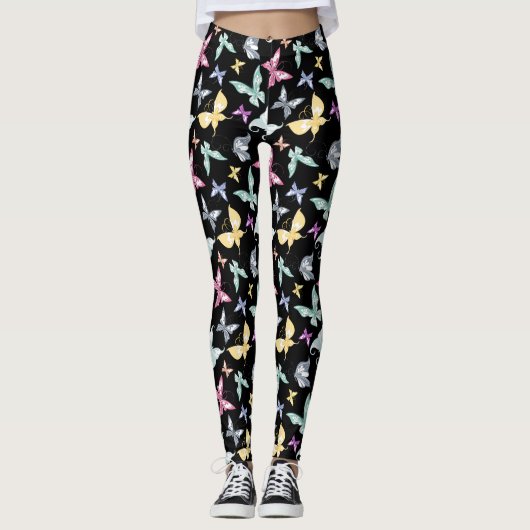 Schattige pastelvlinderontwerp leggings (Voorkant)