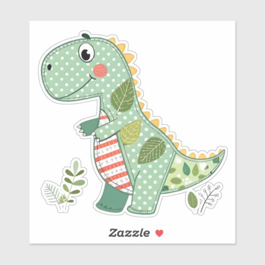 Schattige Patchwork Baby Dinosaurus Sticker (Vel)