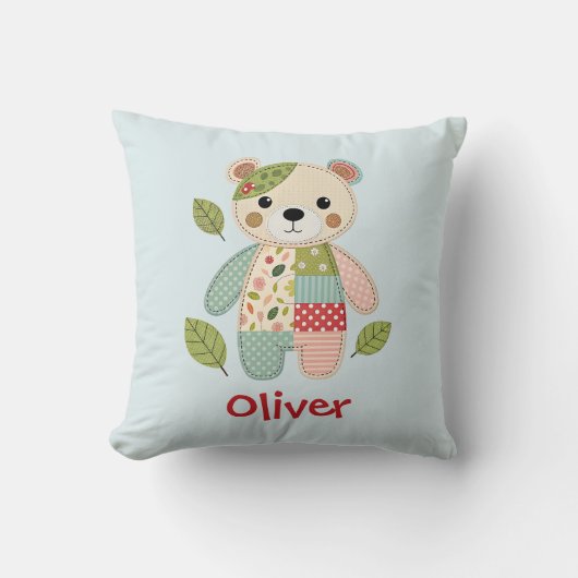 Schattige Patchwork Beer Kussen (Voorkant)