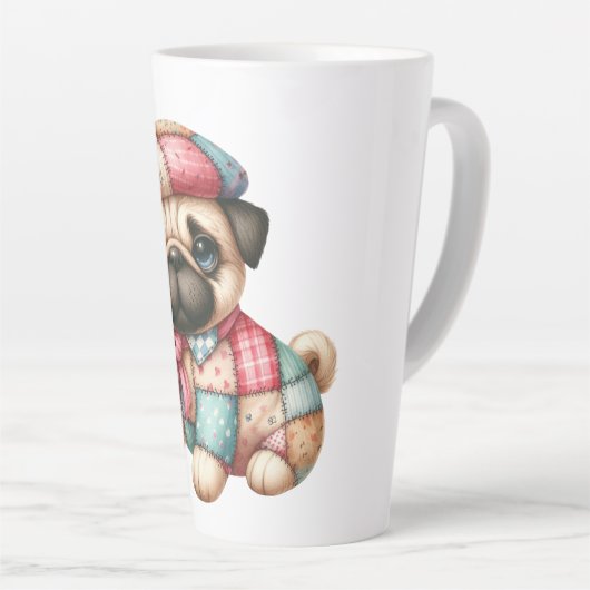 Schattige Patchwork Dog #10 Latte Mok (Rechterhoek)