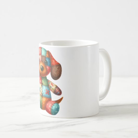 Schattige Patchwork Dog #11 Digitale kunst Koffiemok (Voorkant rechts)