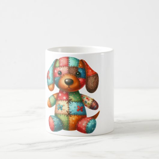 Schattige Patchwork Dog #11 Digitale kunst Koffiemok (Center)