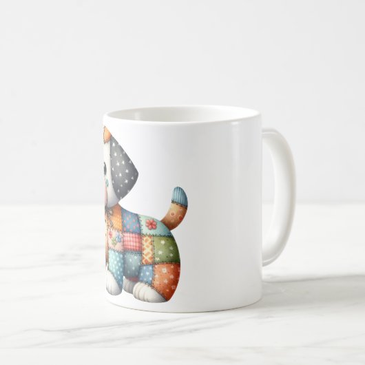 Schattige Patchwork Dog #12 Digitale kunst Koffiemok (Voorkant rechts)