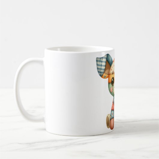 Schattige Patchwork Dog #5 digitale kunst Koffiemok (Links)