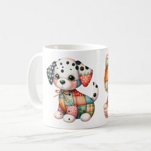 Schattige Patchwork Dogs Design Art Koffiemok (Voorkant links)