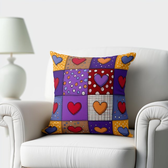 Schattige Patchwork Harten Kussen (Creator heeft geüpload)