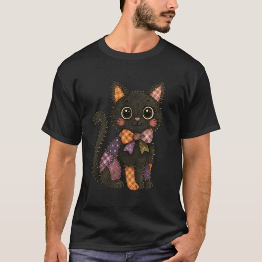 Schattige Patchwork Kat Griezelen - Cute Kitty Hal T-shirt (Voorkant)