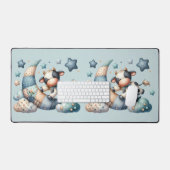 Schattige Patchwork Koe over Maan met Sterren Bureaumat (Keyboard & Muis)