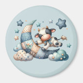Schattige Patchwork Koe over Maan met Sterren Magneet (Voorkant)