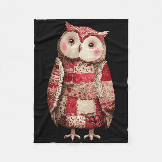 Schattige Patchwork Uil Quilten Liefhebber Valenti Fleece Deken (Voorkant)