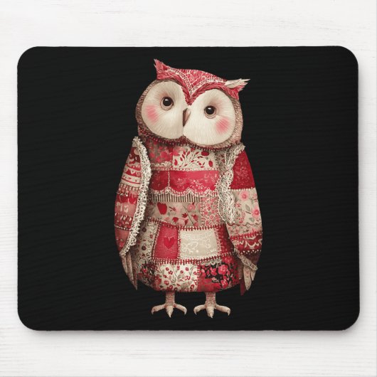 Schattige Patchwork Uil Quilting Liefhebber Valent Muismat (Voorkant)
