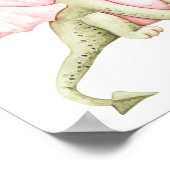Schattige Patel Roze en Groene Dragon Display Post Poster (Hoek)