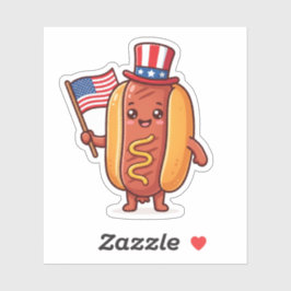 Schattige Patriotische Hotdog Cartoon 4 juli Stick Sticker