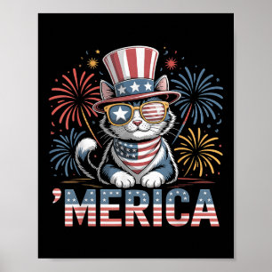 Schattige Patriotische Kat Amerika 4 juli Herdenki Poster