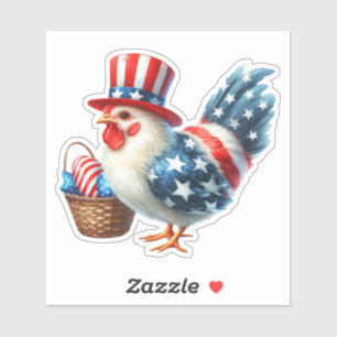 Schattige Patriotische Kip met Amerikaanse Vlag Sticker