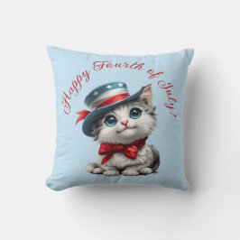 Schattige patriotische kitten kat 4 juli decoratie kussen