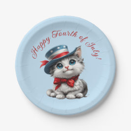 Schattige patriotische kitten kat 4 juli papieren bordje