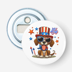 Schattige, patriottisch 4 juli hond / puppy button flesopener