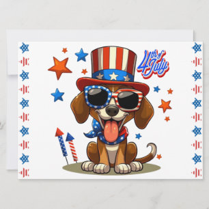 Schattige, patriottisch 4 juli hond / puppy feestdagenkaart