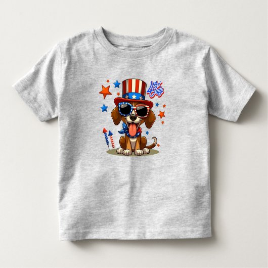 Schattige, patriottisch 4 juli hond / puppy kinder shirts (Voorkant)
