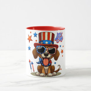 Schattige, patriottisch 4 juli hond / puppy mok