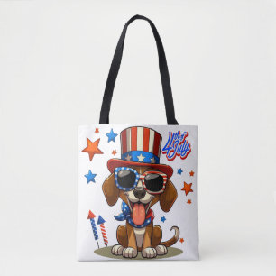 Schattige, patriottisch 4 juli hond / puppy tote bag