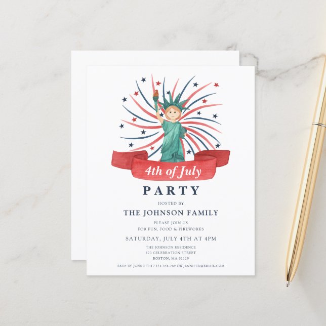 Schattige Patriottisch Rood Wit En Blauw 4 juli (Voorkant / Achterkant in situ)