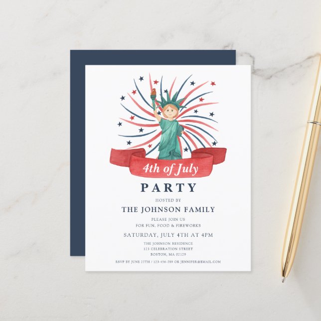 Schattige Patriottisch Rood Wit En Blauw 4 juli (Voorkant / Achterkant in situ)