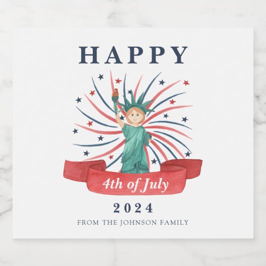 Schattige Patriottisch Rood Wit En Blauw 4 juli Bier Etiket (Enkel label)