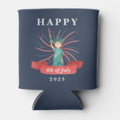 Schattige Patriottisch Rood Wit En Blauw 4 juli Blikjeskoeler (Voorkant)