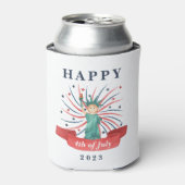 Schattige Patriottisch Rood Wit En Blauw 4 juli Blikjeskoeler (Blikje Voorkant)