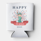 Schattige Patriottisch Rood Wit En Blauw 4 juli Blikjeskoeler (Voorkant)