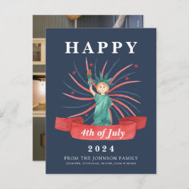 Schattige Patriottisch Rood Wit En Blauw 4 juli Feestdagenkaart