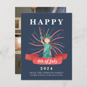 Schattige Patriottisch Rood Wit En Blauw 4 juli Feestdagenkaart