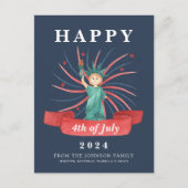 Schattige Patriottisch Rood Wit En Blauw 4 juli Feestdagenkaart (Voorkant)