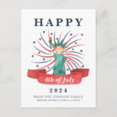 Schattige Patriottisch Rood Wit En Blauw 4 juli Feestdagenkaart (Voorkant)