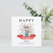 Schattige Patriottisch Rood Wit En Blauw 4 juli Feestdagenkaart (Staand voorkant)