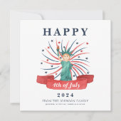 Schattige Patriottisch Rood Wit En Blauw 4 juli Feestdagenkaart (Voorkant)