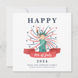 Schattige Patriottisch Rood Wit En Blauw 4 juli Feestdagenkaart