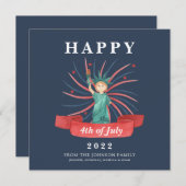 Schattige Patriottisch Rood Wit En Blauw 4 juli Feestdagenkaart (Voorkant / Achterkant)