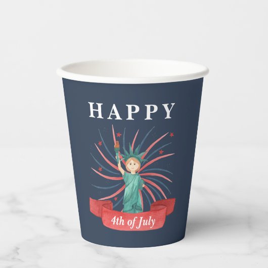 Schattige Patriottisch Rood Wit En Blauw 4 juli Papieren Bekers (Voorkant)