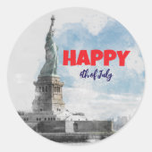 Schattige Patriottisch Rood Wit En Blauw 4 juli Ronde Sticker (Voorkant)